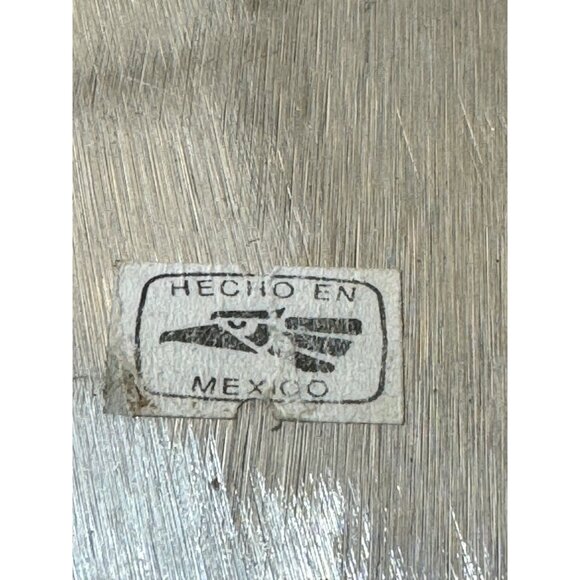 Vintage Mexican Handcrafted Aluminum Serving Tray With Handles Textured Bamboo - Picture 5 of 5